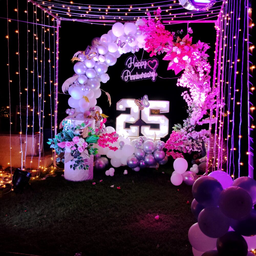 Silver Radiance 25th Anniversary Balloon Decor
