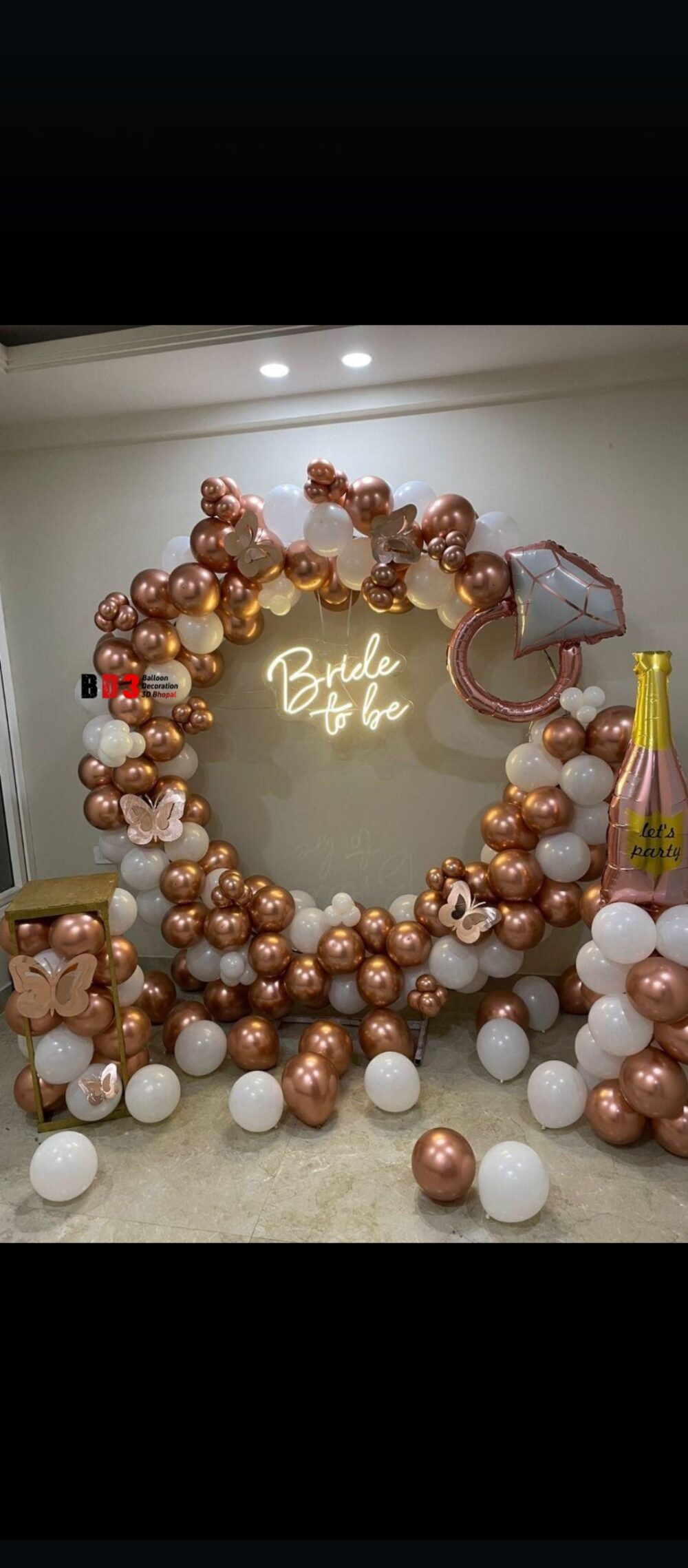 Rose Gold Glam Bride-To-Be Balloon Ring Backdrop