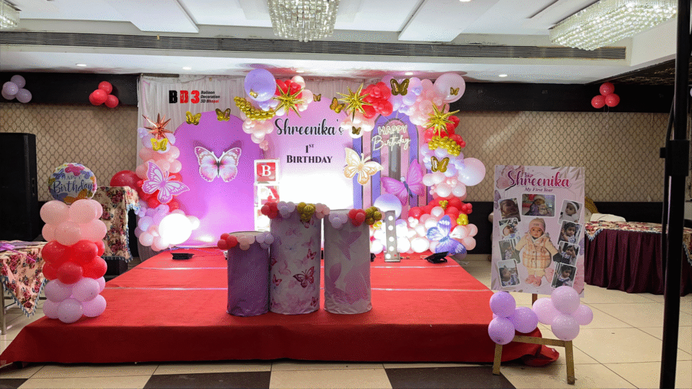Butterfly Bliss Birthday Balloon Decor – Shreenika's 1st Bash